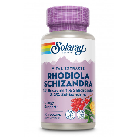 SCHIZANDRA + RHODIOLA 500MG 60 CAP VEG SOLARAY