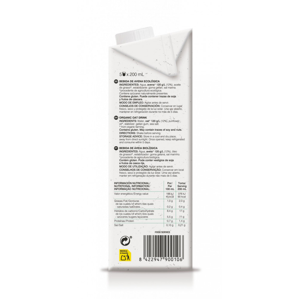 BEBIDA DE AVENA ECOLOGICA 1 L ALECOSOR SORIA NATURAL