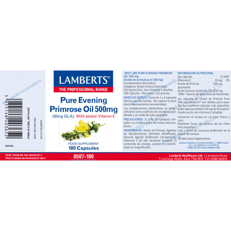 PRIMULA (EVENING PRIMROSE) 500 MG 180 CAP LAMBERTS