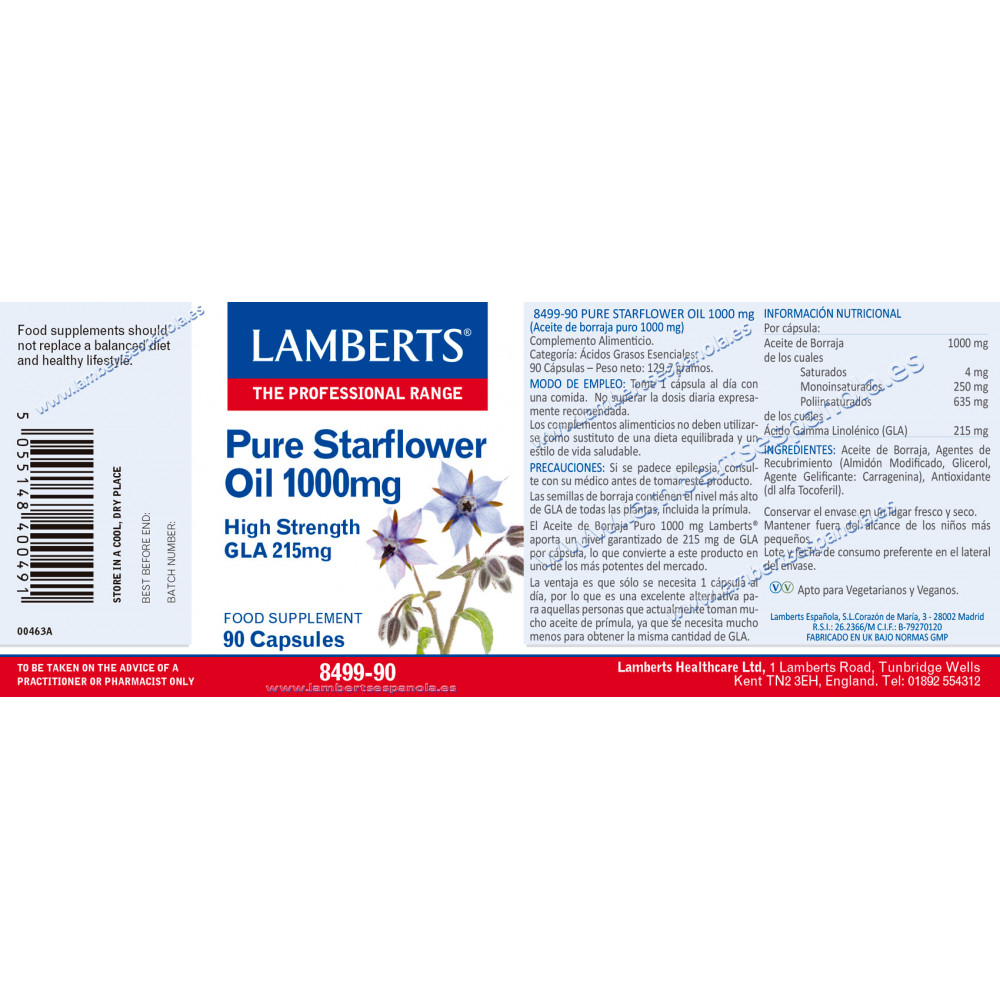 BORRAJA ACEITE (STARFLOWER) 1000 MG 90 CAP LAMBERTS