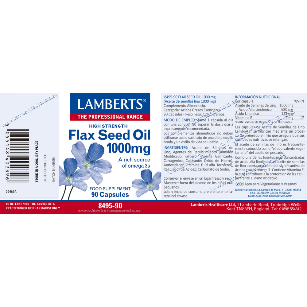 LINO SEMILLA ACEITE (FLAX SEED OIL) 1000 MG 90 CAP LAMBERTS
