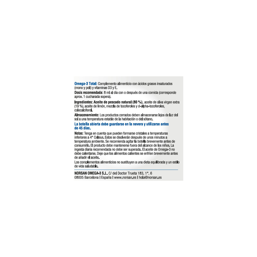 Comprar OMEGA 3 TOTAL NATURAL 200 CC NORSAN online - Farmacia Coliseum