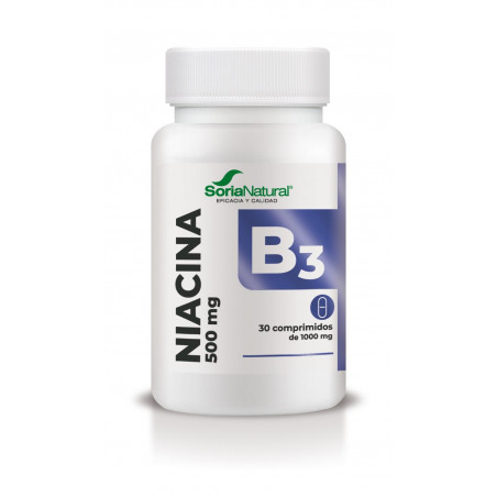 Comprar VITAMINA B3 NIACINA 500 MG 30 COMP SORIA NATURAL - Farmacia Coliseum