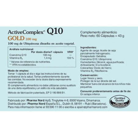 Comprar Q10 GOLD 100 MG 90 CAPS ACTIVECOMPLEX PHARMA NORD - Coliseum