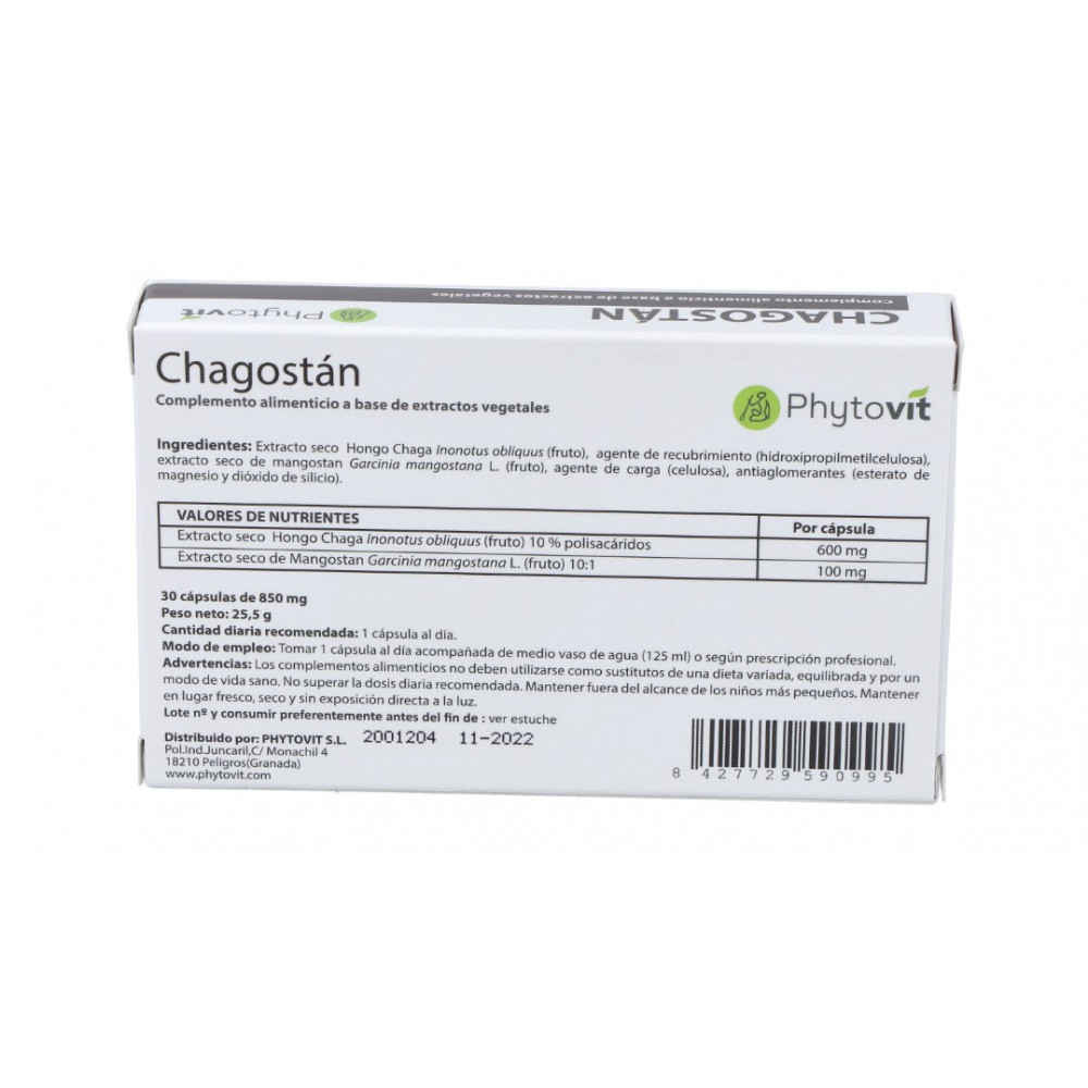 Comprar online CHAGOSTAN 30 CAP PHYTOVIT - Farmacia Coliseum